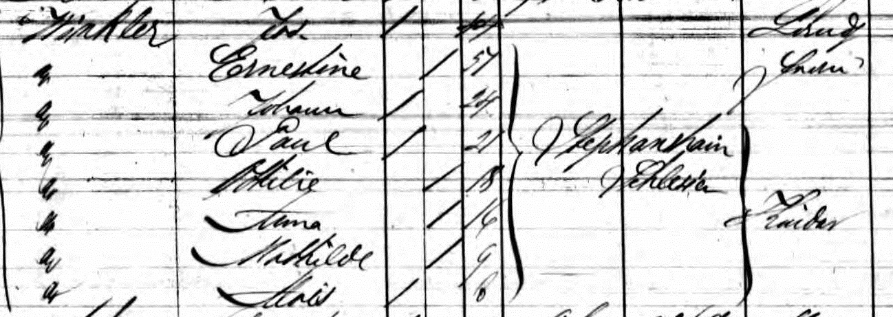 Passenger List for the S.S. Wieland, June 14, 1876