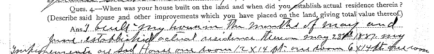 An excerpt from Joseph Burkey's homestead application