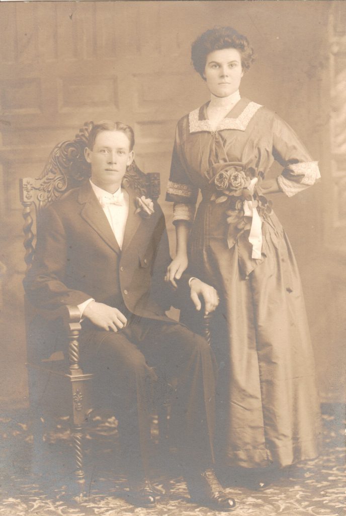 Gust William Bjorklund and bride Byrdie Yoxall (1911)