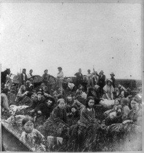Refugees escaping the Dakota War of 1862
