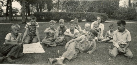 Esther with eleven resident boys