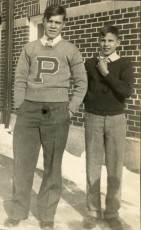 Two boys - one wearing a Princeton letter sweater