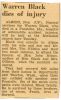 1941 News article Warren Black auto accident death